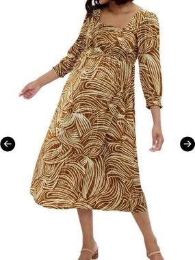 Ingrid & Isabel Smocked Square Neck Maternity Dress in Whimsical Wave